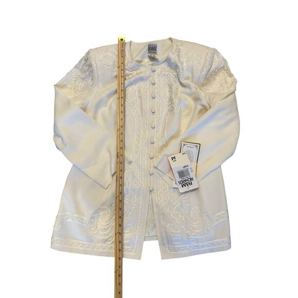 NWT Vintage 90s R&M Richards Cream Embroidered Blazer Size 14 Formal Eveningwear - Picture 9 of 9